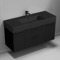 Floating Black Bathroom Vanity, Modern, 48